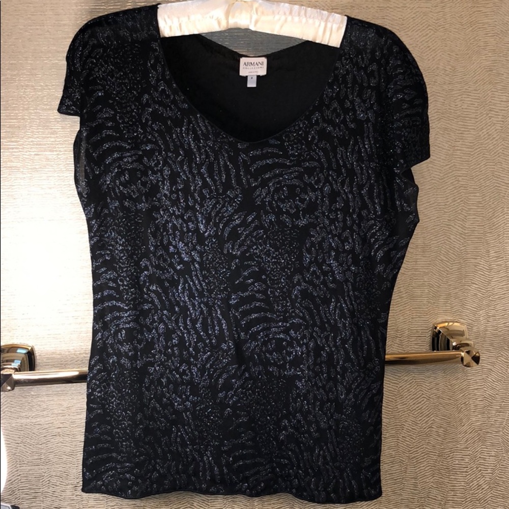Navy and Black Metallic Knit Tee